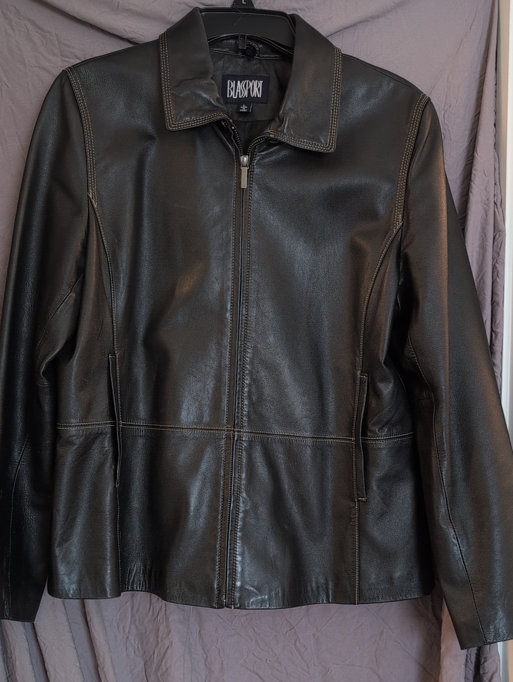 Blassport Women's Black Leather Zip-Front Jacket